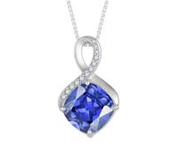 FJ Infinity Tanzanite Necklace 925 Sterling Silver December Birthstone Pendant Square Princess Cut Jewellery for Women