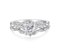 FJ Moissanite Engagement Ring Set for Women 925 Sterling Silver 18K White Gold Plated Promise Anniversary Wedding Rings for Her, D Color VVS1, Size Q