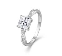 FJ Princess Cut Engagement Ring for Women 925 Sterling Silver Promise Ring Wedding Anniversary Jewellery Gifts for Her Size O