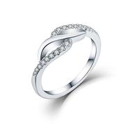 FJ Promise Ring for Her 18K White Gold Plated 925 Sterling Silver Engagement Ring Wedding Anniversary Proposal Eternity Rings for Women Size K