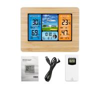 FJ3373 HUIOP FJ3373 Multifunction Digital Weather Station LCD Alarm Clock Indoor Outdoor Weather Forecast Barometer Thermometer Hygrometer with Wireless Outdoor Sensor USB Power Cord