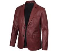 fjackets 2 Button Leather Blazer Jacket Maroon | [1507096] 2XL