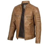 fjackets Cafe Racer Leather Yellow mens lightweight jackets - Brown Leather Jacket For Men - Austin Camel Yellow Jacket | [1101465] XL