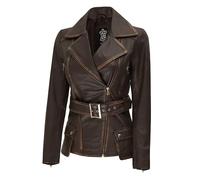 fjackets Long Leather Jacket Women - Real Lambskin Leather Motorcycle Jacket & Coats For Women - Victoria Brown | [1302164] L