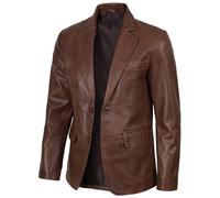 fjackets Premium Men's Leather Blazer - Classic Style, Lightweight Design, Genuine Lambskin, Perfect for Business and Special Occasions | [1502905] XL