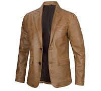 fjackets UK Disc 2 Button Leather Blazer Jacket Camel | [1127466] 2XL
