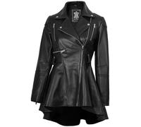 fjackets UK DISC Black Leather Jacket Women - Real Lambskin Long Leather Jackets For Women's - Gonzalez Peplum Black | [1315656] 2XL
