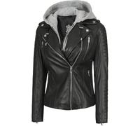 fjackets UK DISC Leather Jackets For Women - Removable Hood Real Lambskin Bagheria Black Leather Jacket Women | [1303506] 2XL