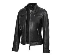 fjackets Women's Leather Jacket - Real Lambskin Cafe Racer Moto Biker, Quilted Zip-Up Jacket for Women