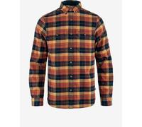 Fjällräven Singi Heavy Flannel Long Sleeve Shirt Orange Navy Blue - S
