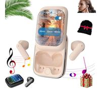 fjaldjfu 2024 New Intelligent Full-Color Touch Screen Slider Earphones, Magic Slide Headphone, Slide in-Ear Bluetooth Headphones, Intelligent Touch Screen Open Bluetooth Earphones (Pink)