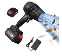 fjaldjfu Anchester Turbo Jet Blower, Cordless Turbo Super Power Air Duster, 180000 RPM Handheld Car Dryer Air Blower, Stepless Speed Regulation Portable Dust Cleaner (Black,1pc+2pcs Batteries)