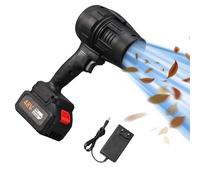 fjaldjfu Anchester Turbo Jet Blower, Cordless Turbo Super Power Air Duster, 180000 RPM Handheld Car Dryer Air Blower, Stepless Speed Regulation Portable Dust Cleaner (Black,1pc+1pc Battery)