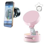 fjaldjfu B-egitschedule Vacuum Magnetic Phone Stand, 2025 Upgraded Suction Phone Holder 360° Rotating Adjustable, 89+LBS Strongest Suction & 2800gf Strongest Magnetic Adjustable Swivel Lock (Pink)
