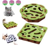 fjaldjfu Cat Scratch Puzzle Enrichment Box, 2026 New Cat Puzzle Felt Maze Box Cats Toys, Interactive Cats Nail File Scratch with 3 Bell Balls, Stimulate Kittern Energy and Instincts (Green-2pcs)
