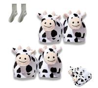 fjaldjfu Cow Print Slippers, 3D Cartoon Fluffy Cute Cozy Cow Slippers, Fuzzy Winter Animal Shoes, Cows Slipper for Women Men, for Winter, Gift, Family Party Indoor (S+L)