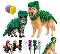 fjaldjfu Dog Dinosaur Skeleton Costume, 2026 New 3D Soft Plush T-Rex for Pet (47in,Basic-A)