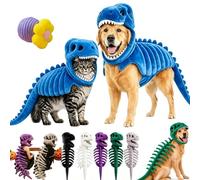 fjaldjfu Dog Dinosaur Skeleton Costume, 2026 New 3D Soft Plush T-Rex for Pet (47in,Basic-I)