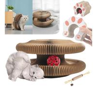 fjaldjfu Kitty Curls, Kitty Kurlz Cat Toy, Foldable Cat Scratch Board Toy with Bell, Cat Accordion Toy with Ball Magnetic, Foldable Cat Ball Track Physical Exercise Toy for Cats (1Set)