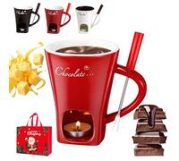 fjaldjfu Meltie Cup, Chocolate Fondue Mug with Forks and Candle, Chocolate Melting Cup, Butter Portable Ceramic Melting Cups for Chocolates Cheese & Desserts, Ideal Gifts (1PC-A)