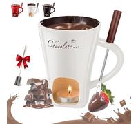 fjaldjfu Meltie Cup, Sweet Chocolate Fondue Cup, Chocolate Melting Mug, 2026 New Portable Soft Cheese Fondue Mug Set with Forks and Candle, for Date Night, Birthday, Wedding and More (White)