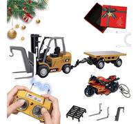 fjaldjfu Mini Rc Construction Vehicles, 1/64 Premium Alloy Mini Rechargeable Remote Control Construction Vehicle Set Forklift, Excavator & Dump Truck, Christmas Birthday Gifts for Boys Girls (1PC-D)