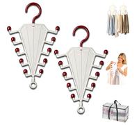 fjaldjfu Multi-Functional V-Shaped Double Sided Hanger Storage Rack, 360° Rotating Space-Saving Closet Organizer, Multi-Layer Vertical Clothes Rack with 12 Hooks, for Hats, Scarves, Belts (2pc-red)