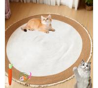 fjaldjfu Nestoly Cat Rug, Premium Cotton Rope Area Rug for Cats, Washable Round Vintage Reversible Woven Tassel Rugs,for Soft Durable and Stylish Easy Clean Multiple Sizes (1pc-D, 80CM)