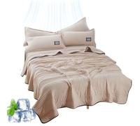 fjaldjfu Nuvodreams Silk Cooling Blanket, 100% Cool Ice Silk Cooling Blanket for Hot Flashes, Double Side Breathable Summer Bedding for Hot Sleepers Must Haves, Lightweight, King Size (Camel,Queen)
