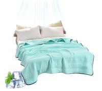 fjaldjfu Nuvodreams Silk Cooling Blanket, 100% Cool Ice Silk Cooling Blanket for Hot Flashes, Double Side Breathable Summer Bedding for Hot Sleepers Must Haves, Lightweight, King Size (Aqua,Single)