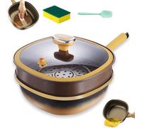 fjaldjfu Sempornai 12in Titanium Alloy Non-Stick Pot with Lid, Deep Skillet Pots with Ergonomic Handle, Multi-Purpose Frying Pan for Home Cooking Camping, Eggs Pancake Baking (2PCS-A)