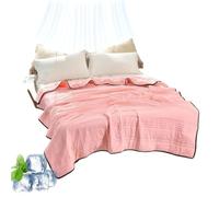 fjaldjfu Silk Cooling Blanket, 100% Cool Ice Silk Cooling Blanket for Hot Flashes, Double Side Breathable Summer Bedding for Hot Sleepers Must Haves, Lightweight, King Size (Dark Pink,Queen)