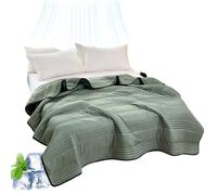fjaldjfu Silk Cooling Blanket, 100% Cool Ice Silk Cooling Blanket for Night Sweats, Double Side Breathable Summer Bedding for Hot Sleepers Must Haves, Lightweight, King Size (Military Green,King)
