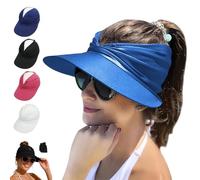 fjaldjfu Women's UPF 50+ UV Protection Sun Visor Hat, Wide Brim Quick Dry Foldable Summer Sun Hats, Beach Hats for Women (Royal Blue)