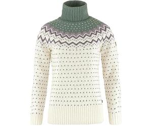 Fjallraven 84792-113-614 Övik Knit Roller Neck W/Övik Knit Roller Neck W Sweatshirt Women's Chalk White-Patina Green Size L