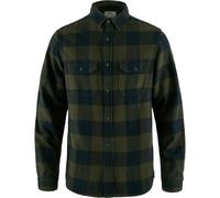 FJALLRAVEN Men's Övik Heavy Flannel Shirt M T, Deep Forest-Dark Navy, S