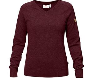 Fjallraven Women's Sörmland V-neck Sweater Sweatshirt, Red, XS UK