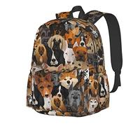 FJAUOQ 17 Inch Backpack Dogs Different Breeds Pattern Laptop Backpack Shoulder Bag School Bookbag Casual Daypack For Teenager