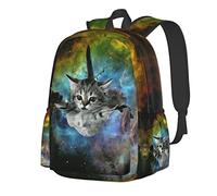 FJAUOQ 17 Inch Backpack Starry Sky Cat Laptop Backpack Shoulder Bag School Bookbag Casual Daypack For Teenager