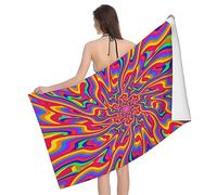 FJAUOQ Abstract and Colorful Psychedelic Beach Towel Microfiber Quick Dry Bath Towels Gift Sand Free Beach Towels for Kids Adult Travel Pool Swimming Camping, 32 x 52 Inch