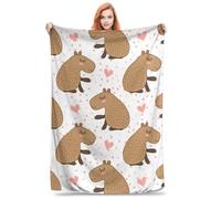 FJAUOQ Adorable Capybara Heart Throw Blanket - Soft, Comfy, Lightweight, Cozy Warmth, Fuzzy, Anti-Pilling Flannel for Snuggling on Couch, Bed, and Outdoor Adventures 80in×60in