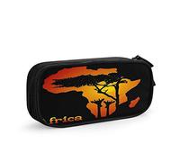 FJAUOQ African Map Big Capacity Pencil Case Orange Sun Red Sky Sunset Giraffe Tree Silhouette Pen Box Large Storage Bag Pouch School Stationary for Women Men