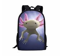 FJAUOQ Axolotl Print Kids Backpack for School Boys Girls Elementary Cute Lightweight Large Bookbag Casual Daypack