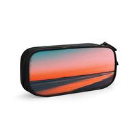FJAUOQ Beach Big Capacity Pencil Case Nature Ocean Sea Water Sand Farmhouse at Sunset Pen Box Large Storage Bag Pouch School Stationary for Women Men Red Green