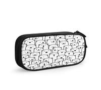 FJAUOQ Bear Big Capacity Pencil Case Cute Animal Winter Snow Cartoon Arctic Polar Bears Pen Box Large Storage Bag Pouch School Stationary for Women Men Black White