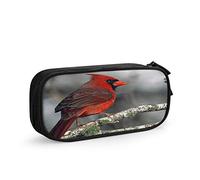 FJAUOQ Bird Big Capacity Pencil Case Nature Animal Red Bird on Bear Tree Branch with Moss Pen Box Large Storage Bag Pouch School Stationary for Women Men