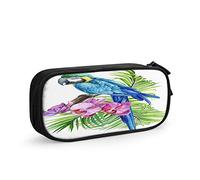 FJAUOQ Bird Big Capacity Pencil Case Tropical Animal Jungle Parrot Plant Palm Leaf Tree Flowers Pen Box Large Storage Bag Pouch School Stationary for Women Men