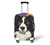 FJAUOQ Border Collie Art Painting Travel Luggage Cover Spandex Suitcase Protector Vivid Collie Pattern Suitcase Anti-Scratch Cover Fits 18-32 Inch Luggage