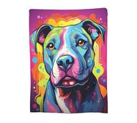 FJAUOQ Colorful Pitbull Fleece Blanket Animal Print Pit Bull Fleece Throw Blanket for Mom Women Men Kids Super Soft Plush Dog Blanket Throw Plush Blanket for Bed Sofa Valentine's Day Decor 50"x60"