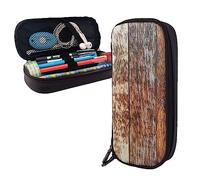 FJAUOQ Colourful Wooden Bricks Pencil Case Big Capacity Leather Pencil Pouch Portable Pencil Bag with Zipper for Office Organizer